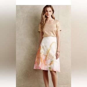 Anthropologie Claire Desjardins Watercolor Skirt Size  2 Summer A line